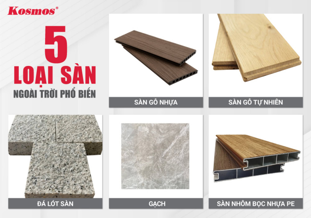 5 loại sàn ngoài trời phổ biến