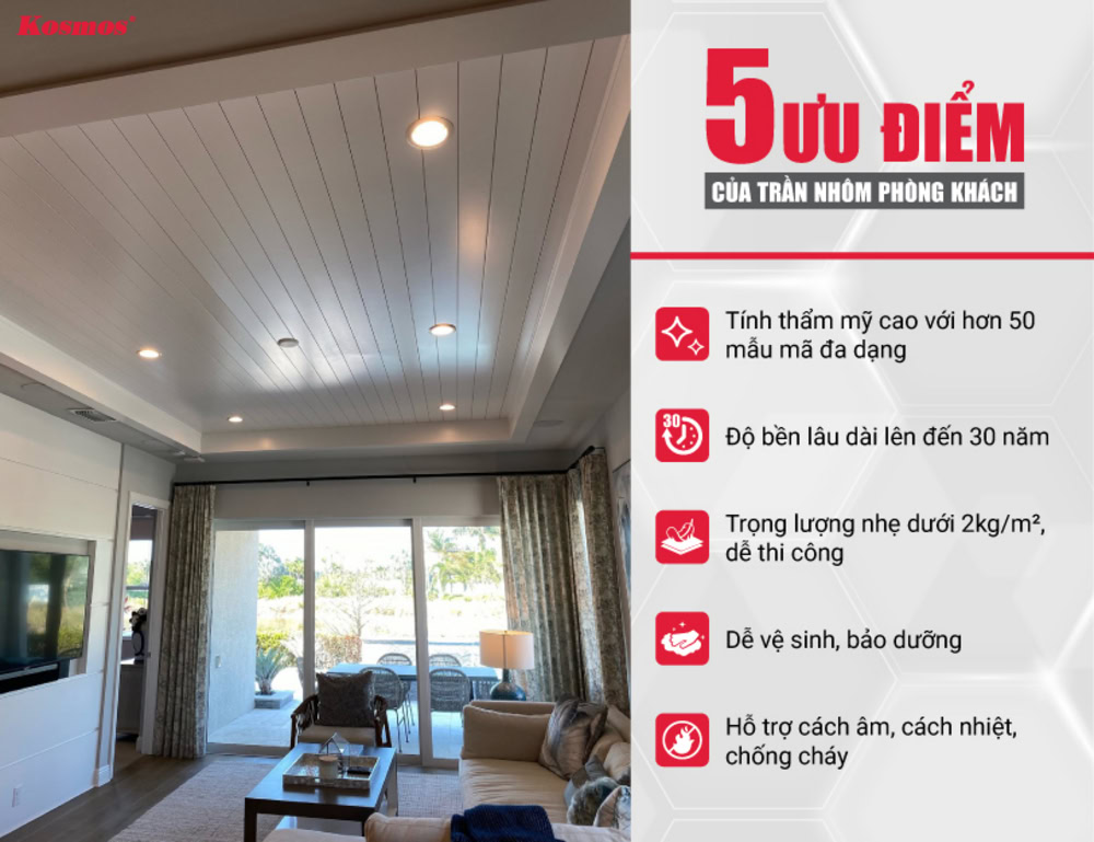 5 ưu điểm của trần nhôm phòng khách 5 ưu điểm của trần nhôm phòng khách