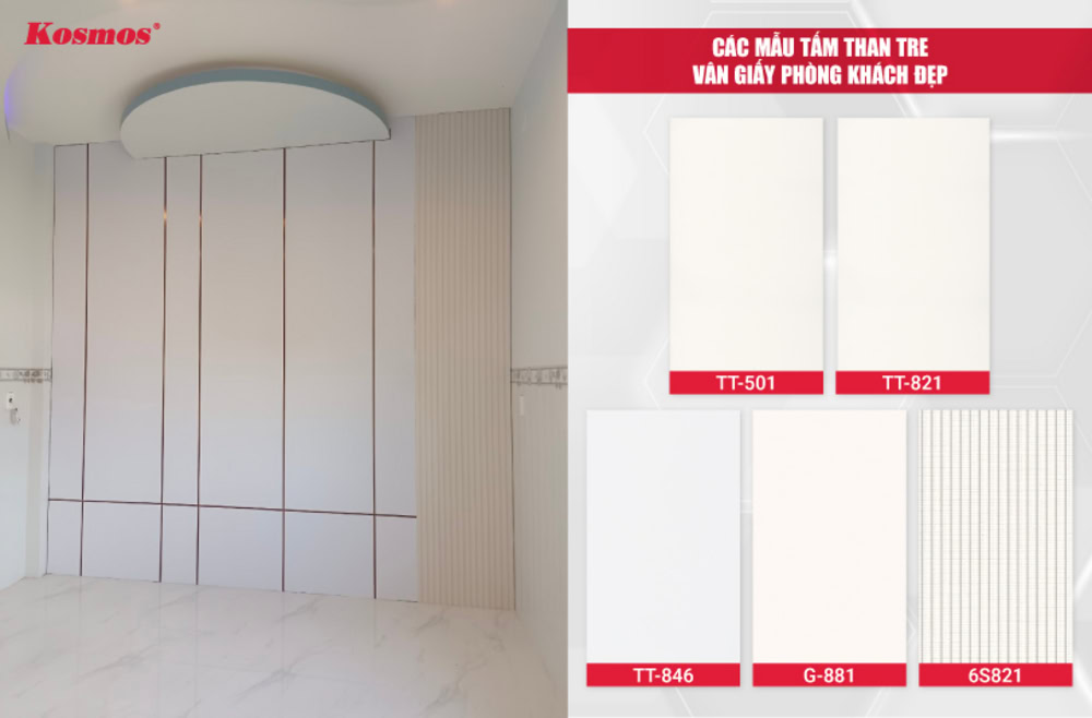 Các mẫu tấm than tre giả vân giấy ốp phòng khách đẹp Các mẫu tấm than tre giả vân giấy ốp phòng khách đẹp