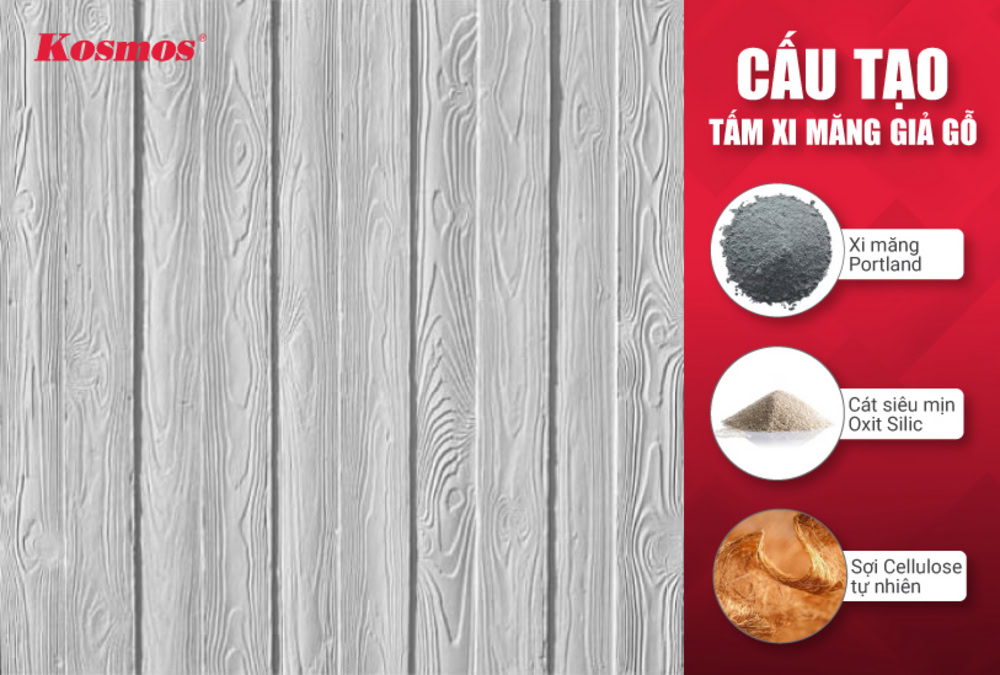 Cấu tạo của tấm xi măng vân gỗ