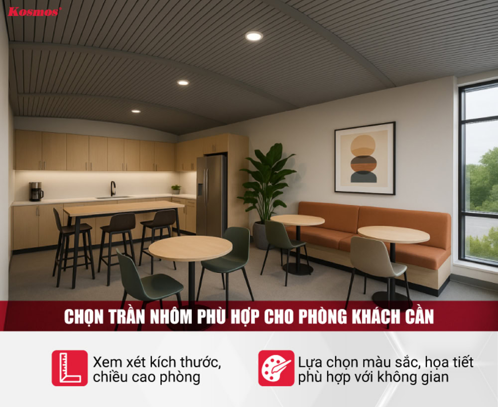 Chọn trần nhôm phòng khách cần lưu ý về kích thước, màu sắc không gian Chọn trần nhôm phòng khách cần lưu ý về kích thước, màu sắc không gian