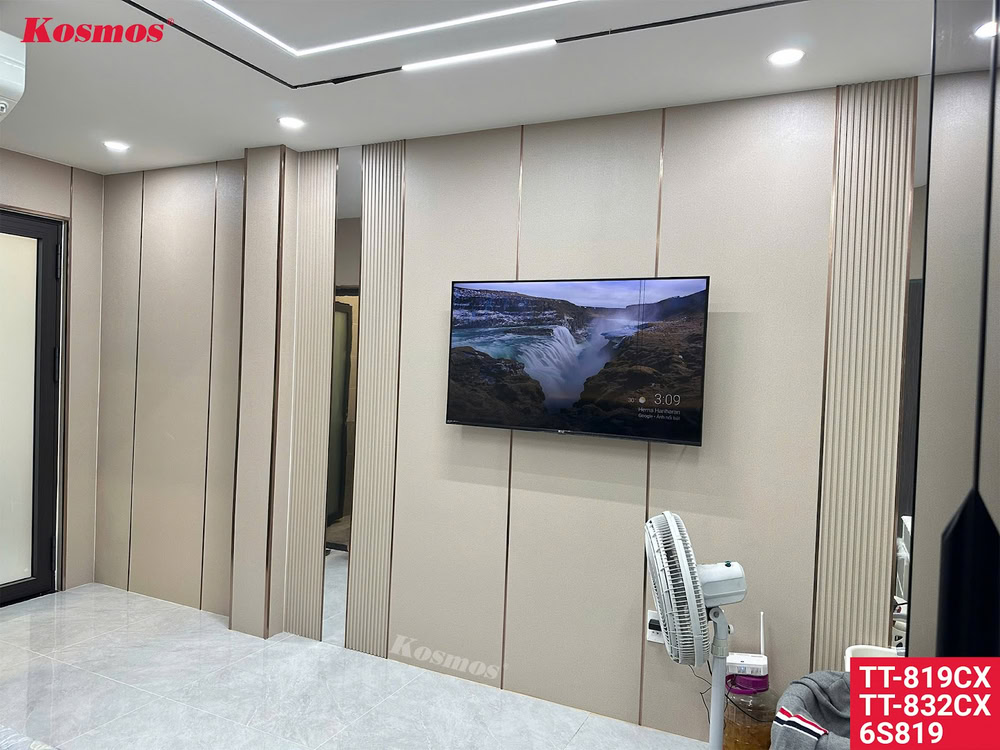 Công trình ứng dụng tấm ốp than tre vân vải đơn giản