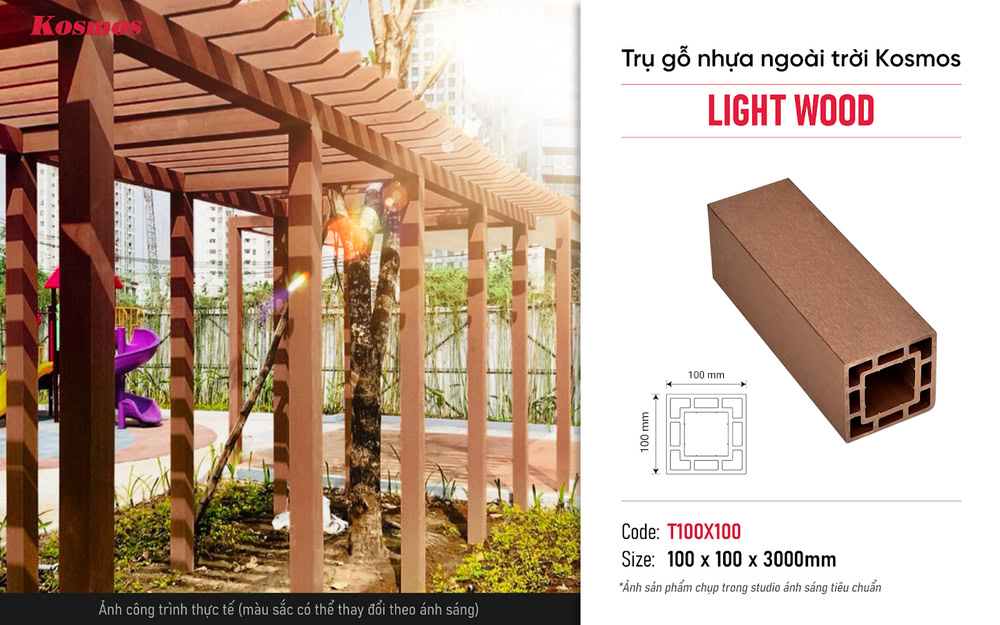 Hình ảnh công trình thực tế của trụ ngoài trời T100X100 Light Wood Hình ảnh công trình thực tế của trụ ngoài trời T100X100 Light Wood