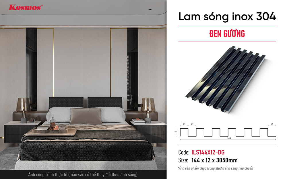 Hình ứng dụng lam sóng inox ILS144X12-ĐG đen gương Hình ứng dụng lam sóng inox ILS144X12-ĐG đen gương
