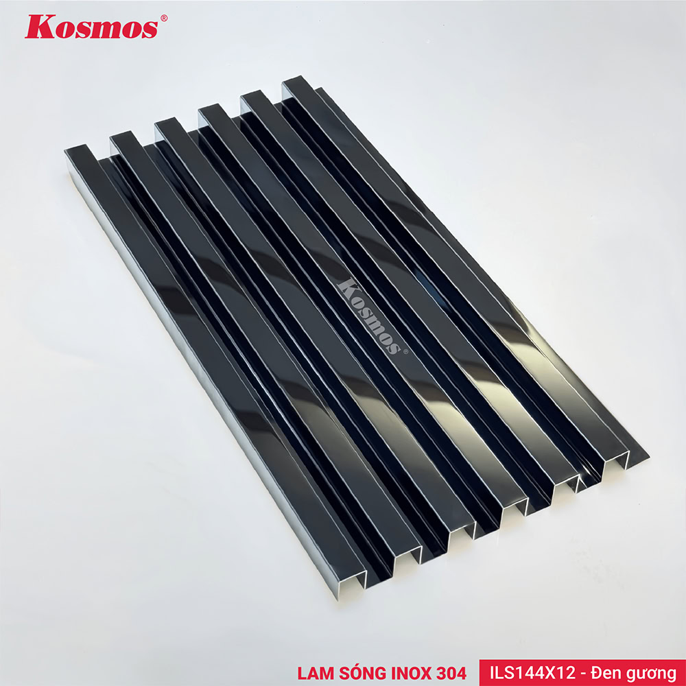 Lam sóng inox màu đen gương ILS144X12-DG Kosmos tạo điểm nhấn hiện đại