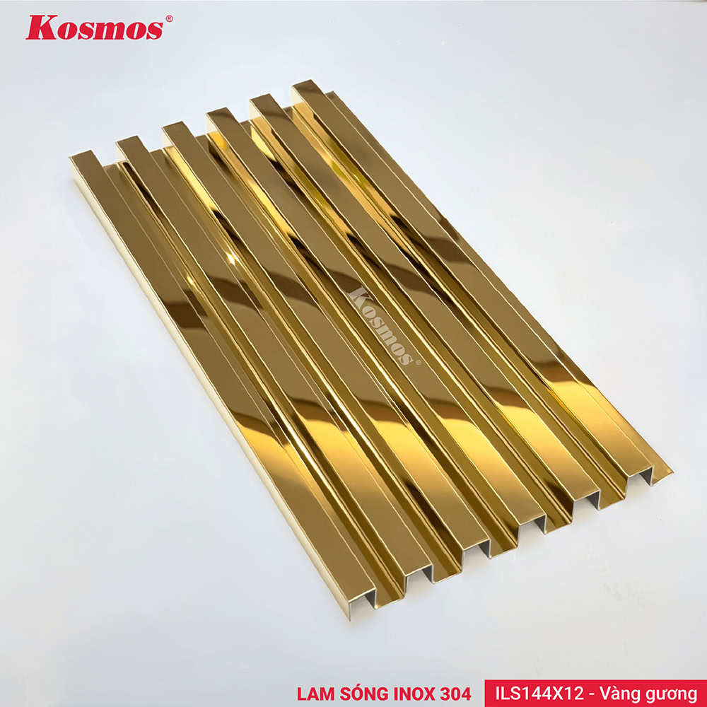 Lam sóng inox màu vàng gương ILS144X12-VG Kosmos tạo điểm nhấn sang trọng