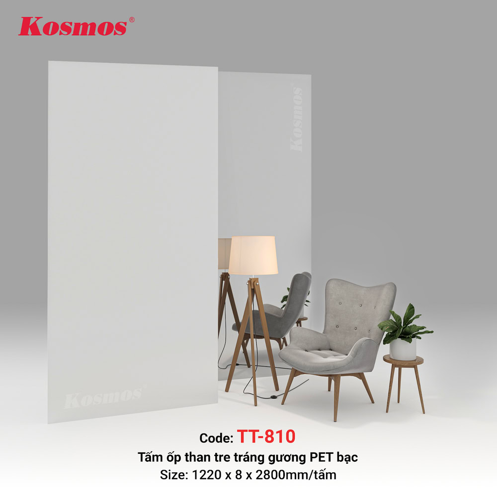 Mẫu tấm ốp than tre tráng gương phủ PET bạc