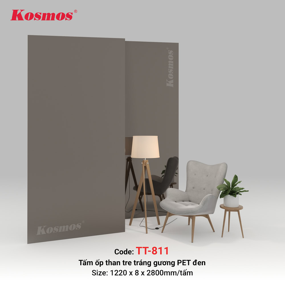 Mẫu tấm ốp than tre tráng gương phủ PET đen