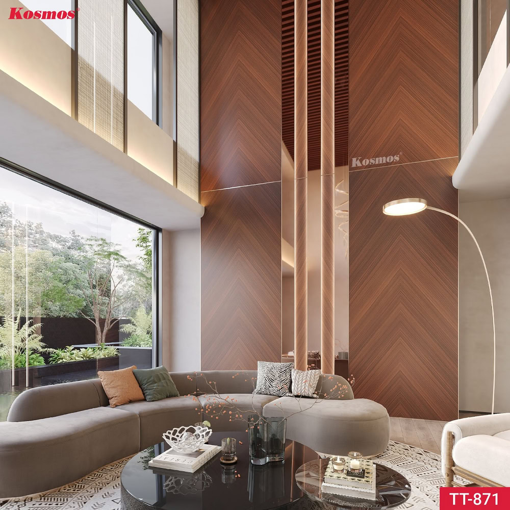 Mẫu tấm than tre vân gỗ TT-871 ốp phòng khách