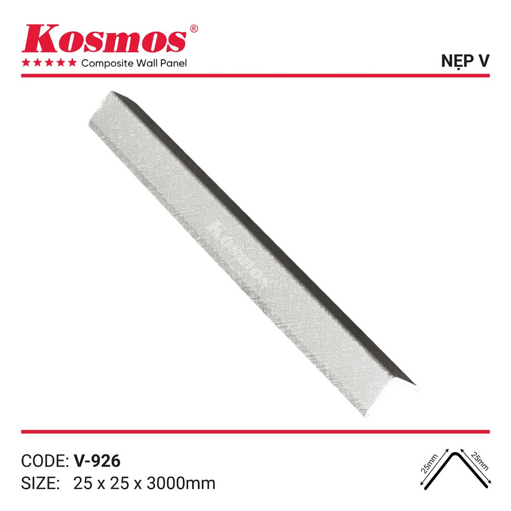 Nẹp V ốp góc mã V-926 kim loại xám bạc xước