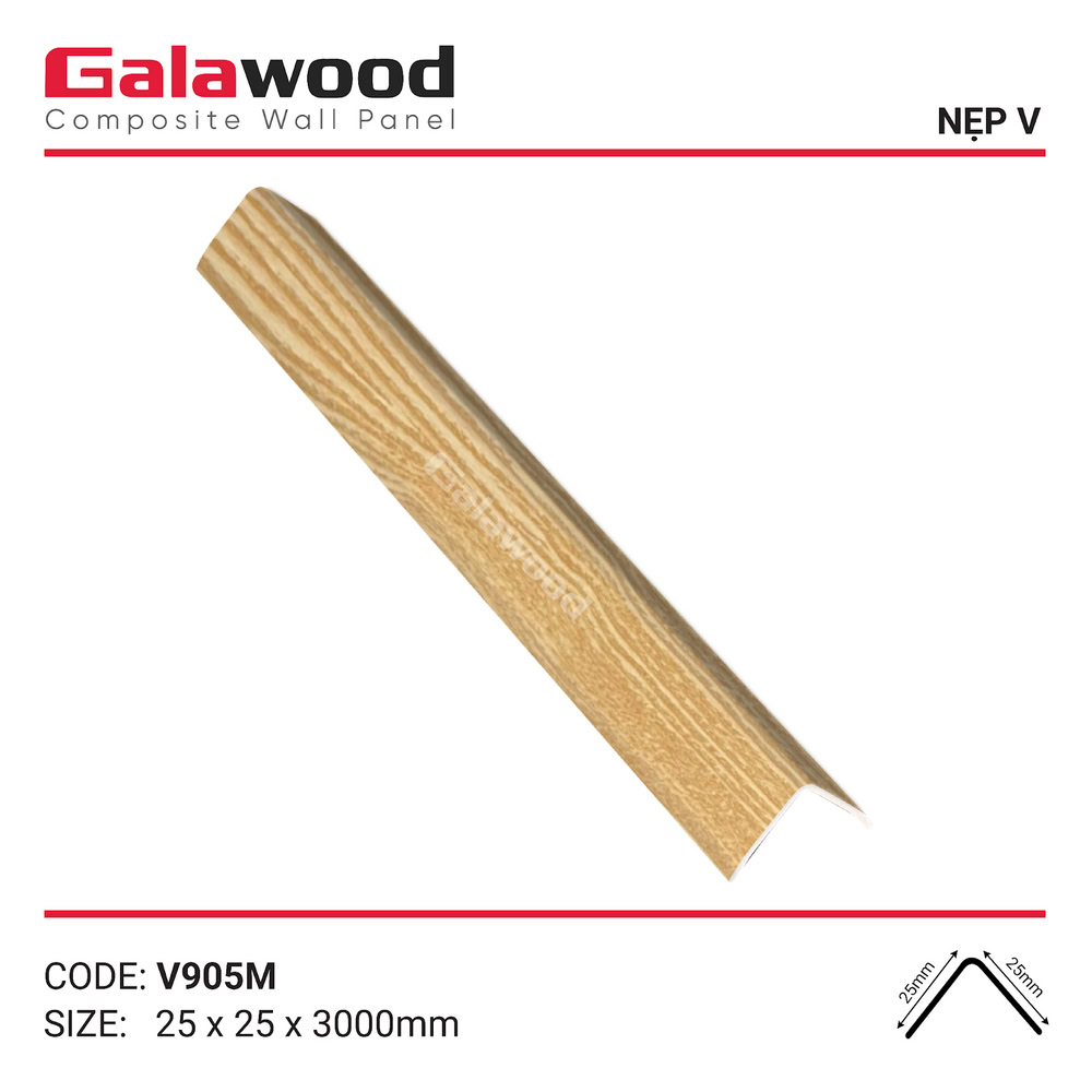 Nẹp V V-905M Galawood - Phụ kiện góc ngoài màu vàng sồi nhạt tinh tế