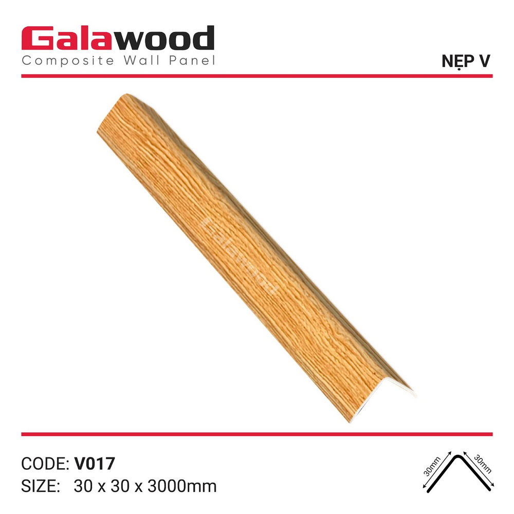 Phụ kiện nẹp góc dương mã V-017 vàng vân gỗ đậm