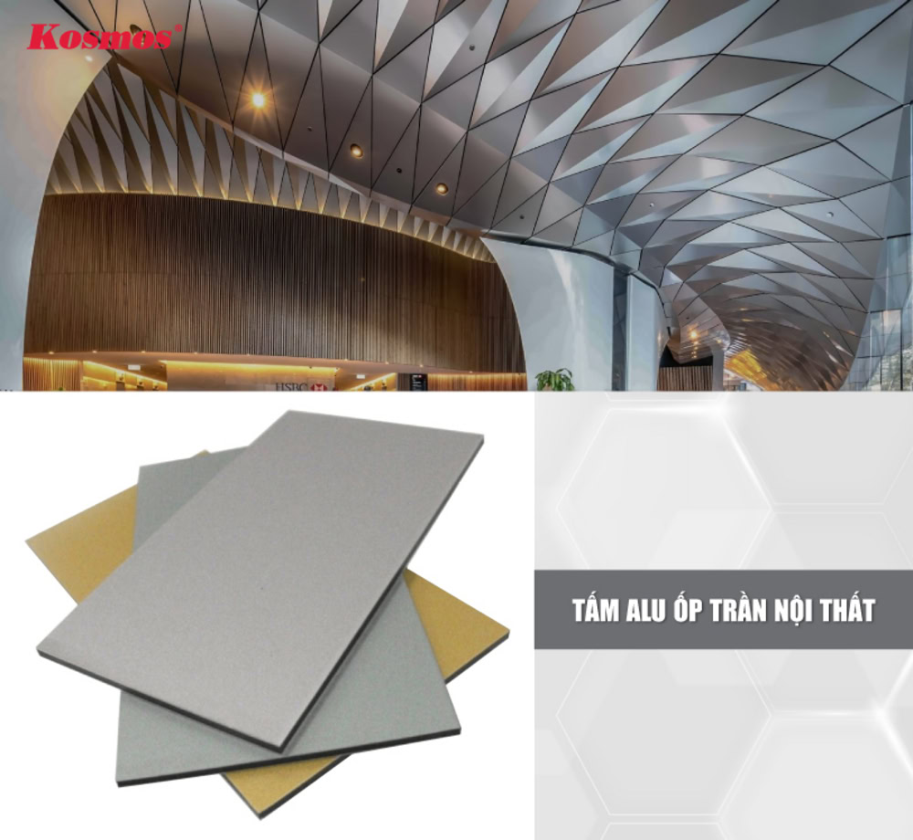 Tấm Alu ốp trần nội thất hiện đại, tạo kiểu dáng uốn cong