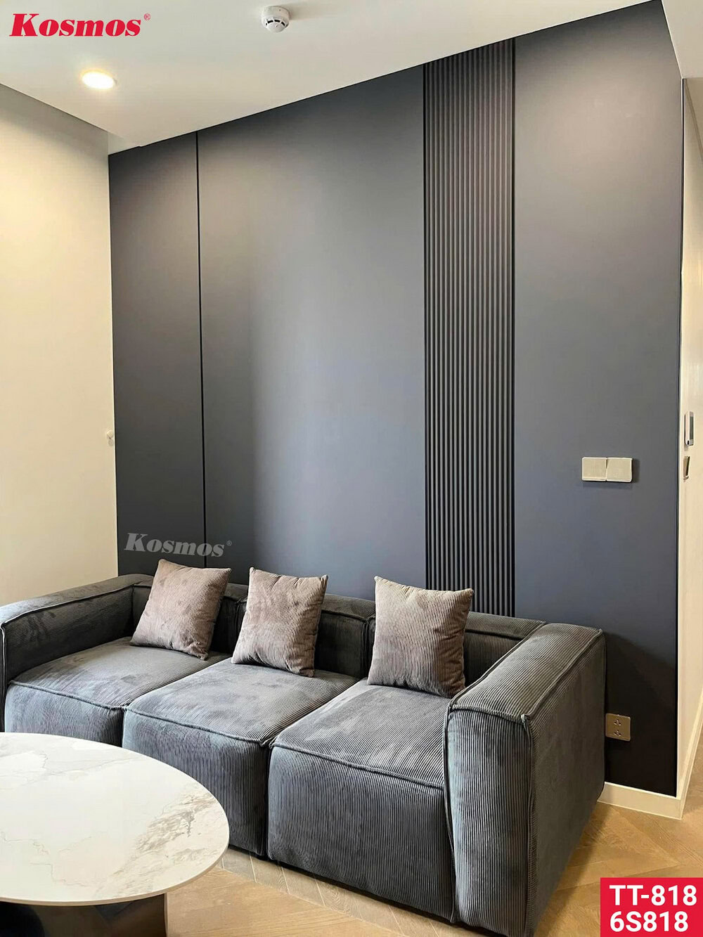 Tấm than tre đơn sắc xám ốp vách sopha phòng khách TT-818