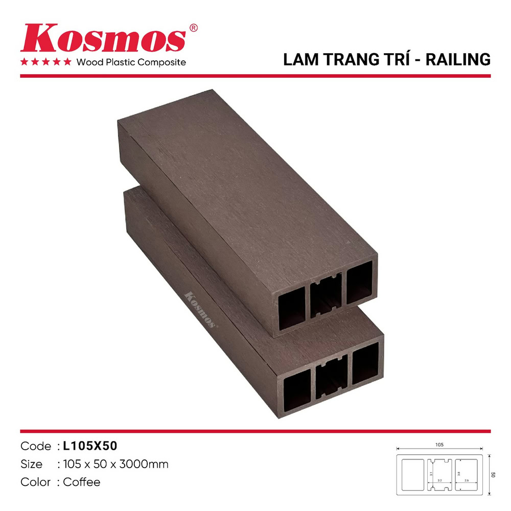 Thanh lam gỗ nhựa ngoài trời Kosmos L105X50 Coffee (nâu cà phê)