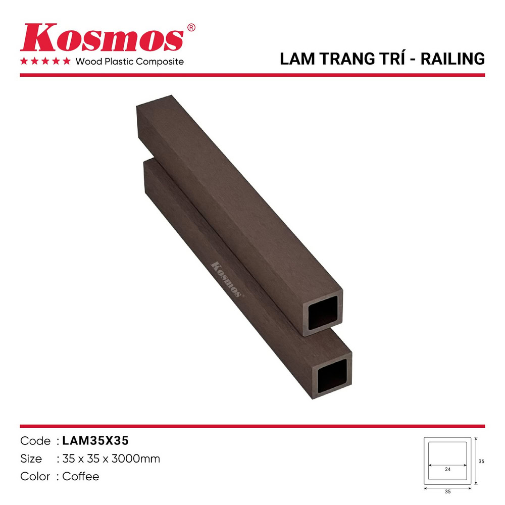 Thanh lam hộp gỗ nhựa ngoài trời LAM35X35 Coffee (nâu cà phê) Thanh lam hộp gỗ nhựa ngoài trời LAM35X35 Coffee (nâu cà phê)
