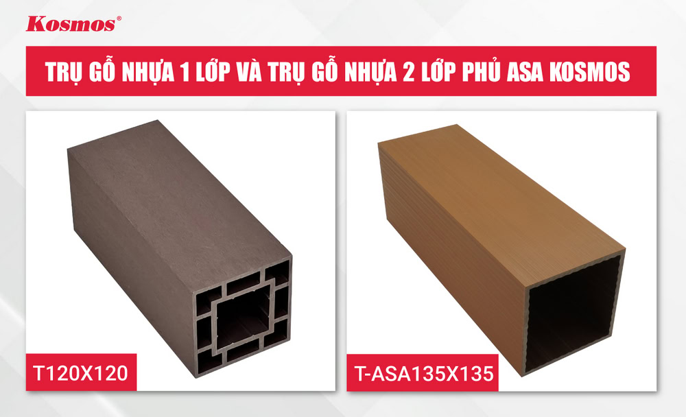 Trụ gỗ nhựa 1 lớp và trụ gỗ nhựa 2 lớp phủ ASA Kosmos