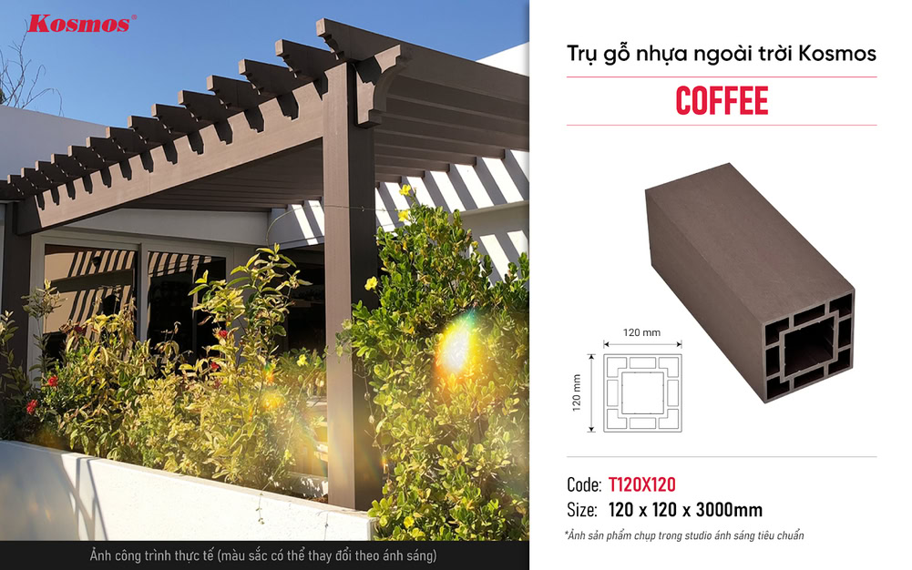 Ứng dụng trụ gỗ nhựa làm giàn lam chắn nắng ngoài trời