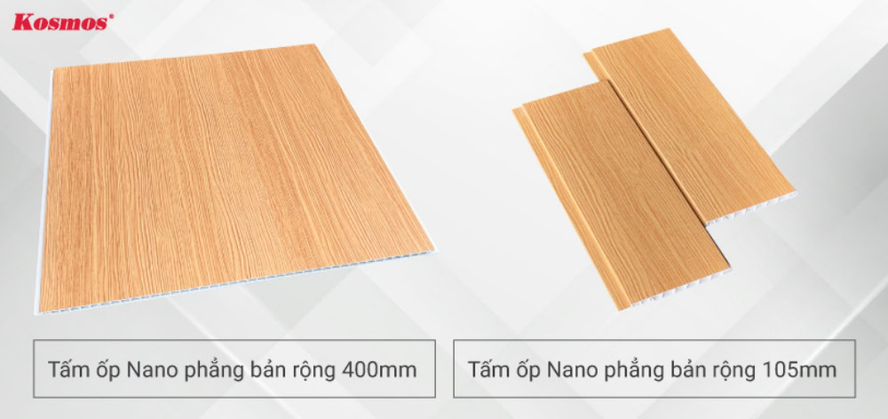 2 loại tấm ốp nhựa Nano phẳng giả vân gỗ
