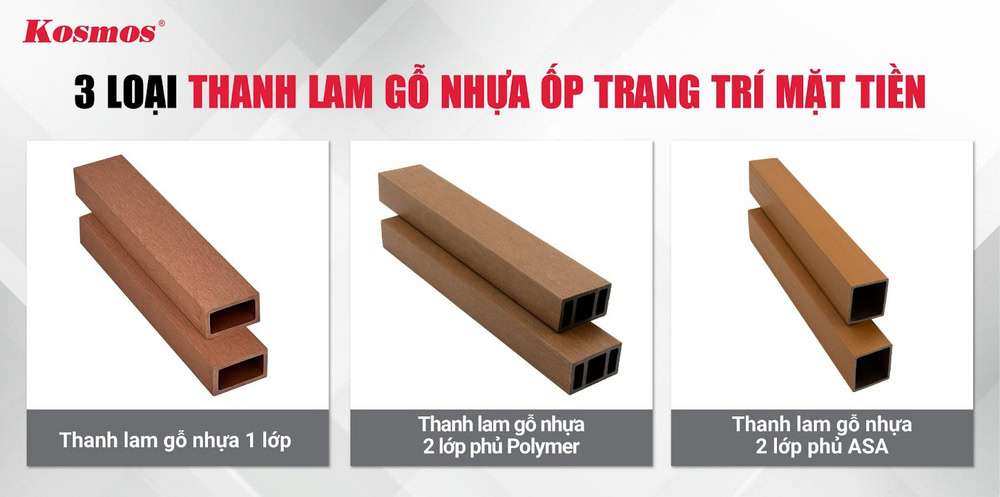3 loại thanh lam gỗ nhựa ốp mặt tiền