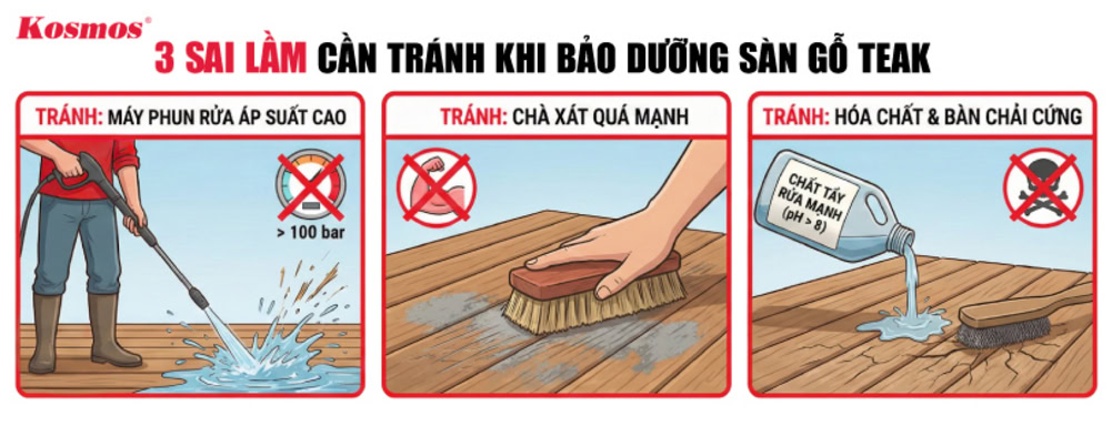 3 sai lầm cần tránh khi bảo dưỡng sàn gỗ Teak ngoài trời
