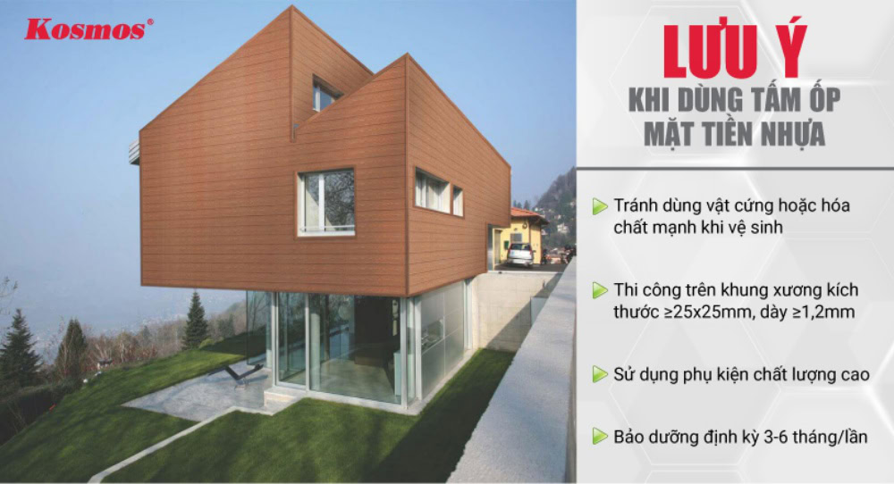 4 lưu ý quan trọng khi dùng tấm ốp mặt tiền nhựa
