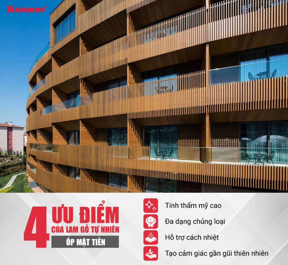 4 ưu điểm của lam gỗ tự nhiên ốp mặt tiền