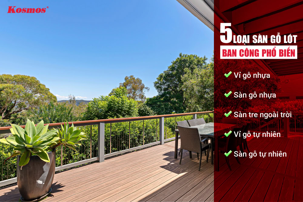 5 loại sàn gỗ lót ban công phổ biến