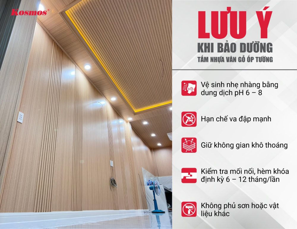 5 lưu ý khi bảo dưỡng tấm nhựa vân gỗ ốp tường