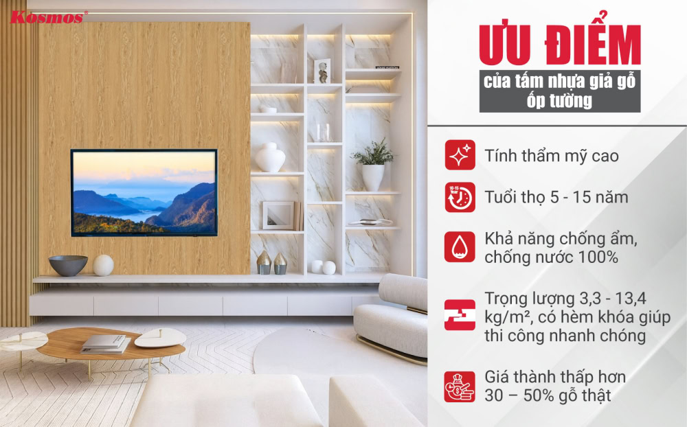5 ưu điểm nổi bật của tấm nhựa giả gỗ ốp tường