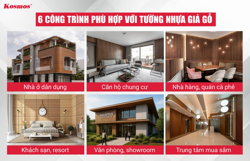 6 loại công trình phù hợp với tường nhựa giả gỗ
