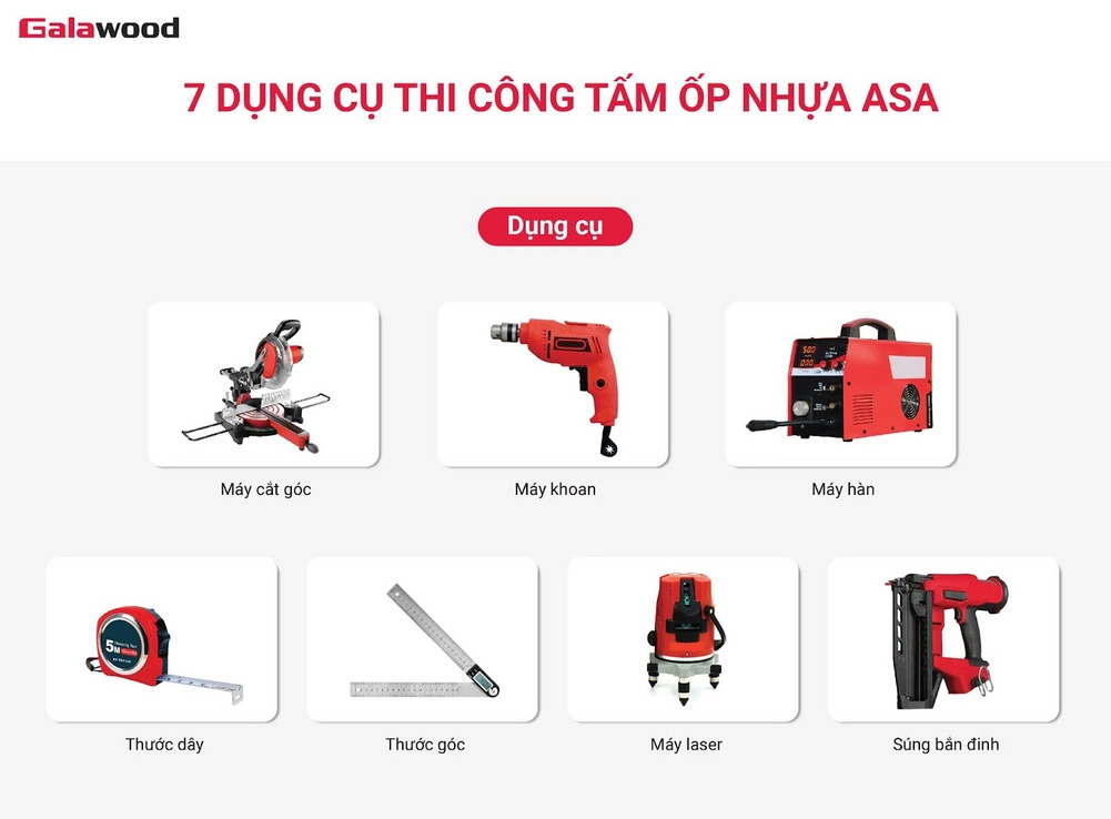 7 dụng cụ thi công lam sóng nhựa ASA