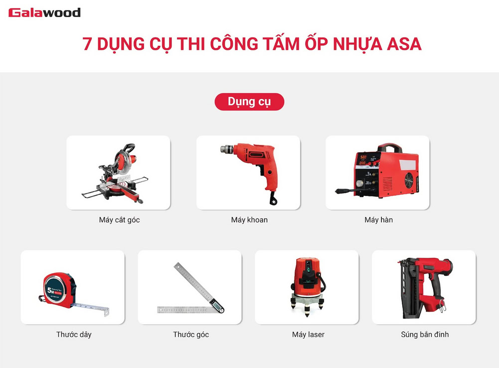 7 dụng cụ thi công lam sóng nhựa ASA