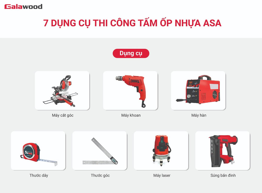 7 dụng cụ thi công lam sóng nhựa ASA