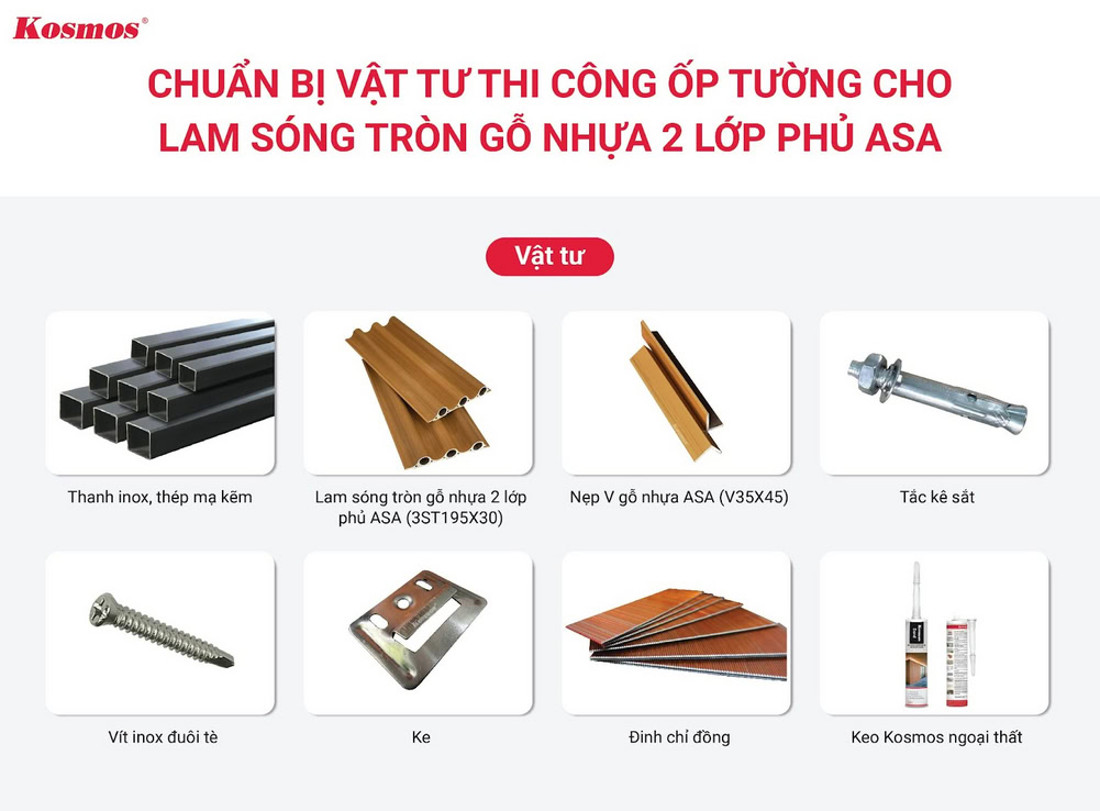 8 types of construction materials for round fluted wood-plastic composite wall cladding with 2-layer ASA coating.
