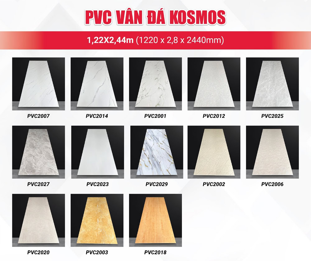 Bộ sưu tập các tấm PVC vân đá Kosmos đẹp, sang trọng