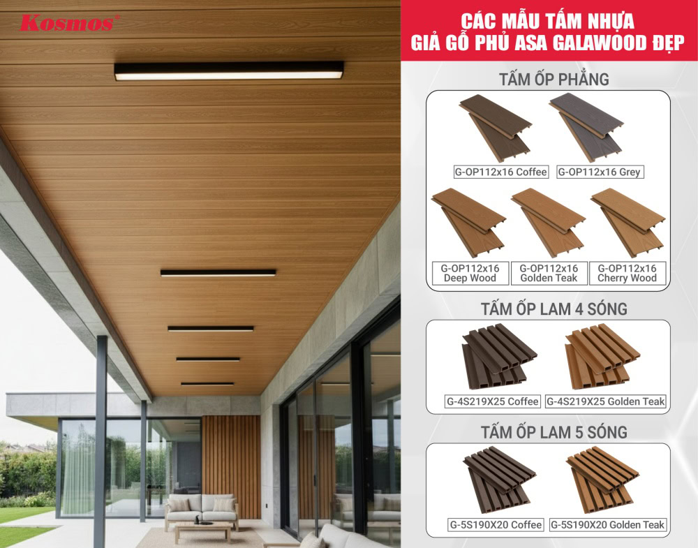 Bộ sưu tập tấm nhựa giả gỗ phủ ASA Galawood đẹp
