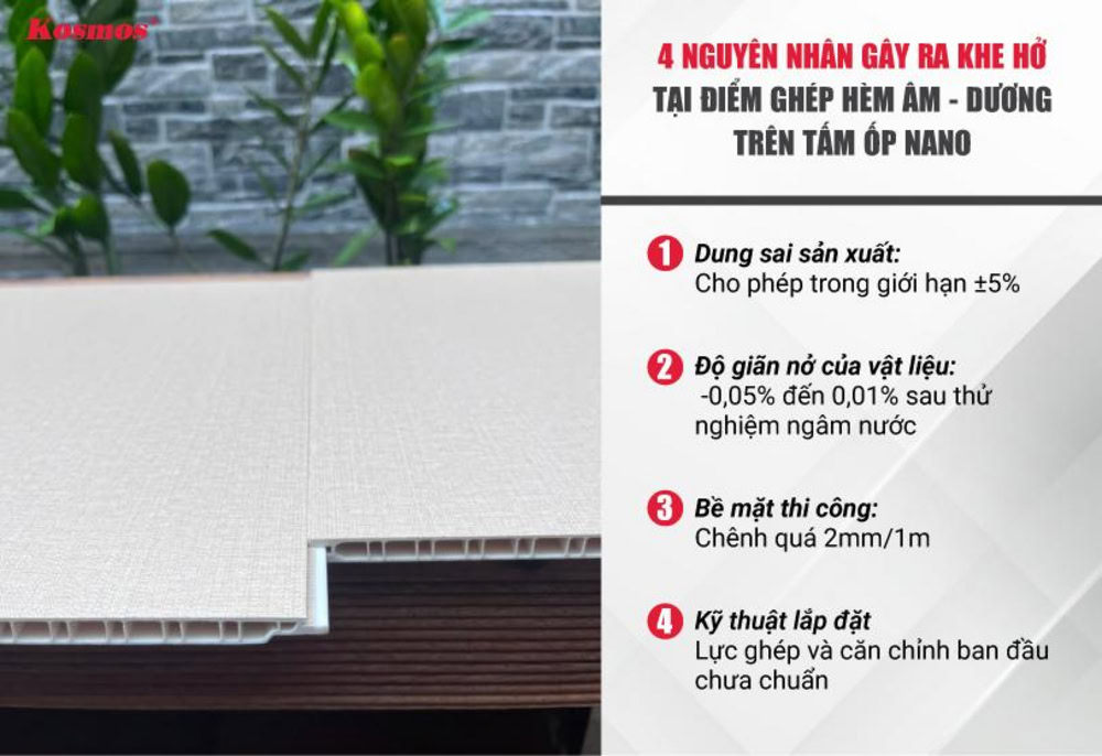 Có 2 phương án xử lý tấm ốp Nano bị hở mối nối: