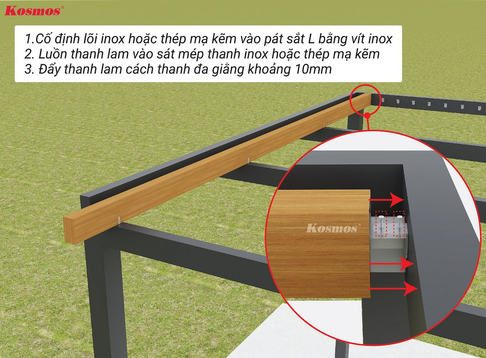 Fix the first slat to the inner tie beam