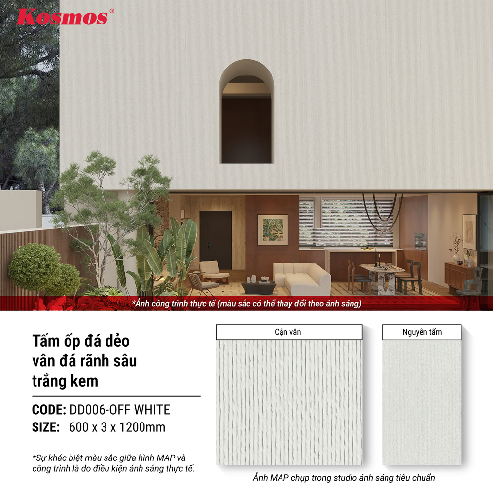 Công trình nghỉ dưỡng hoàn thiện bằng tấm ốp đá dẻo DD006-OFF WHITE Công trình nghỉ dưỡng hoàn thiện bằng tấm ốp đá dẻo DD006-OFF WHITE