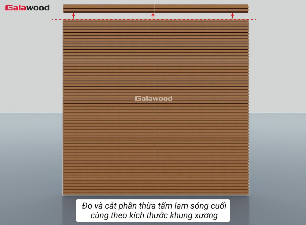Đo và cắt phần thừa tấ lam sóng G-4S219X25 cuối cùng theo kích thước khung xương dọc