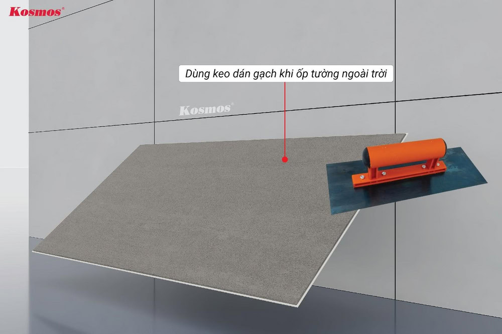 Dùng keo dán gạch khi ốp tường ngoài trời