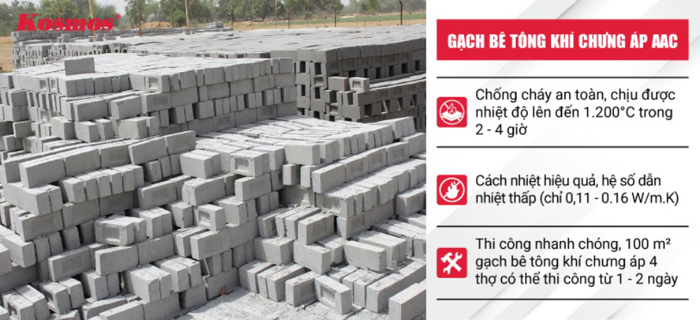 Gạch AAC là vật liệu bê tông khí chưng áp được cắt định hình thành các viên gạch
