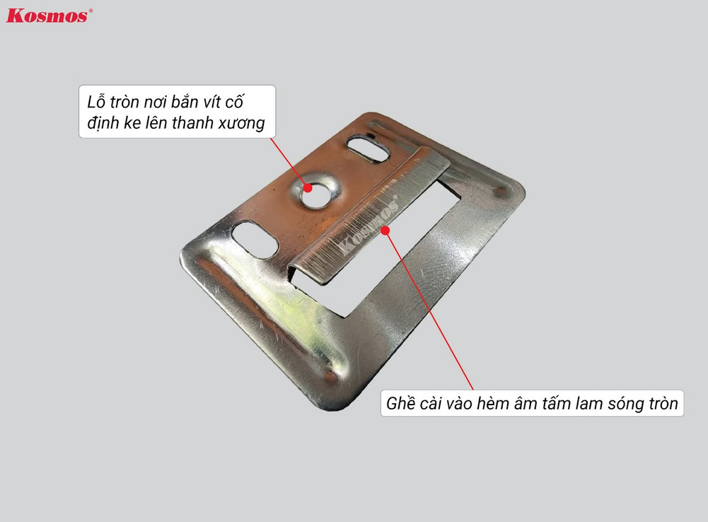 Fixing clamp for securing round fluted ASA panels to the frame.