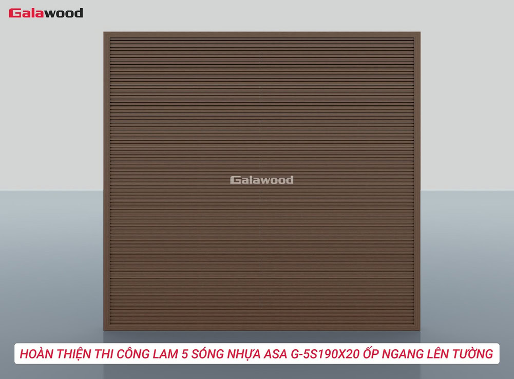 Hình công trình thi công lam 5 sóng nhựa ASA G-5S190X20 ốp ngang lên tường hoàn thiện