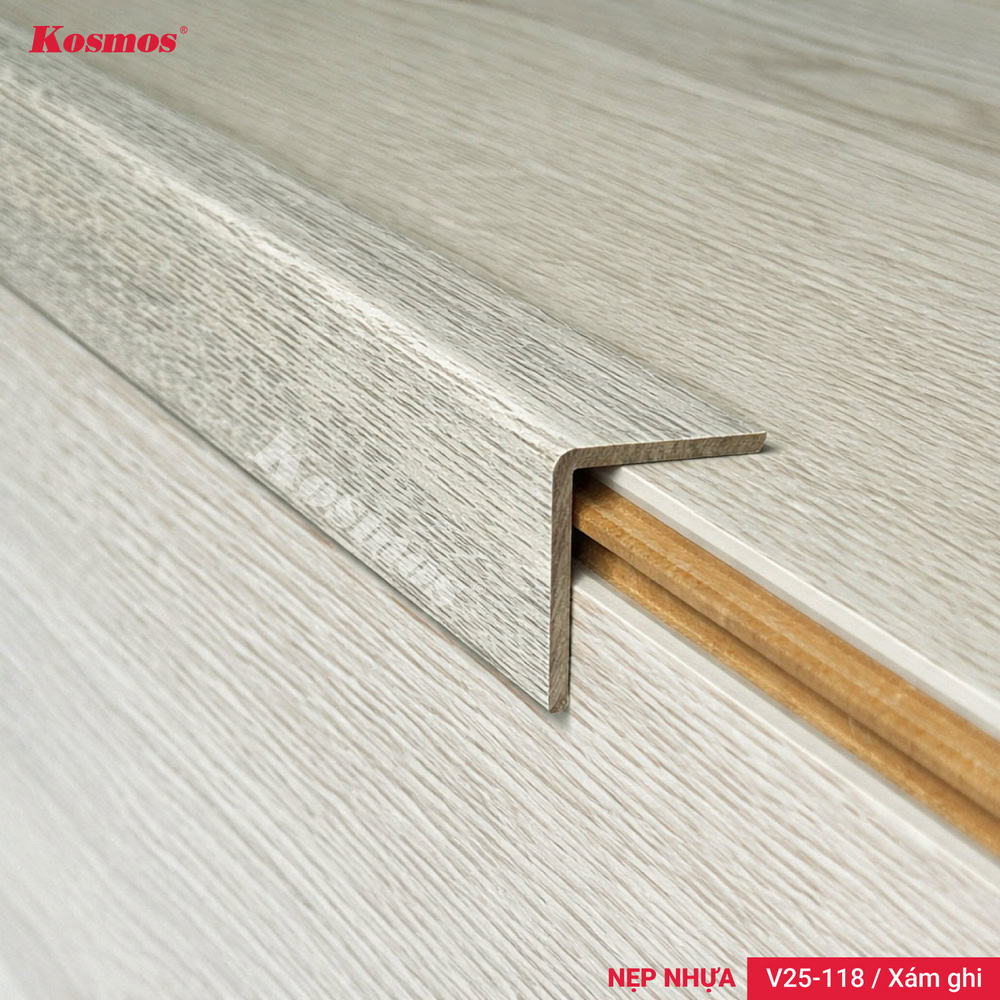 Hình ứng dụng lắp đặt nẹp nhựa sàn gỗ V25-118