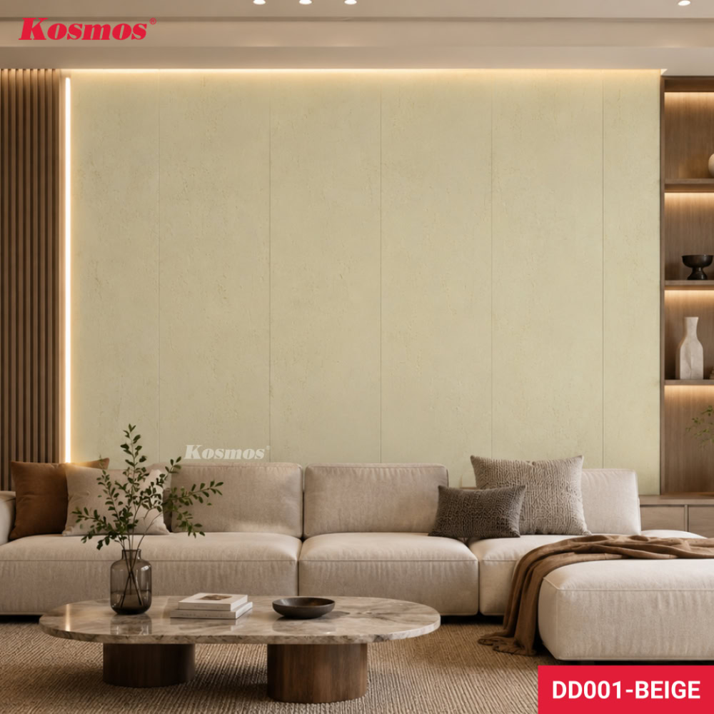 ấm ốp đá dẻo DD001-BEIGE ứng dụng phong cách tối giản pha lẫn hiện đại
