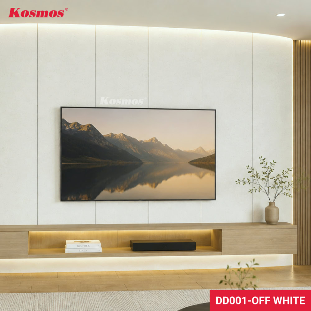 Tấm ốp đá dẻo DD001-OFF WHITE hoàn thiện vách tivi uốn lượn hiện đại