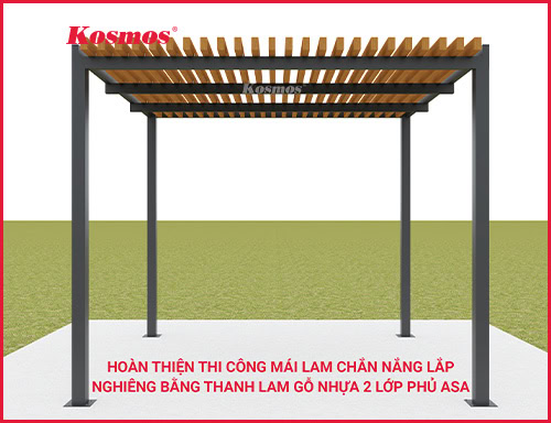 Hướng dẫn thi công mái lam che nắng lắp nghiêng bằng thanh lam gỗ nhựa 2 lớp phủ ASA