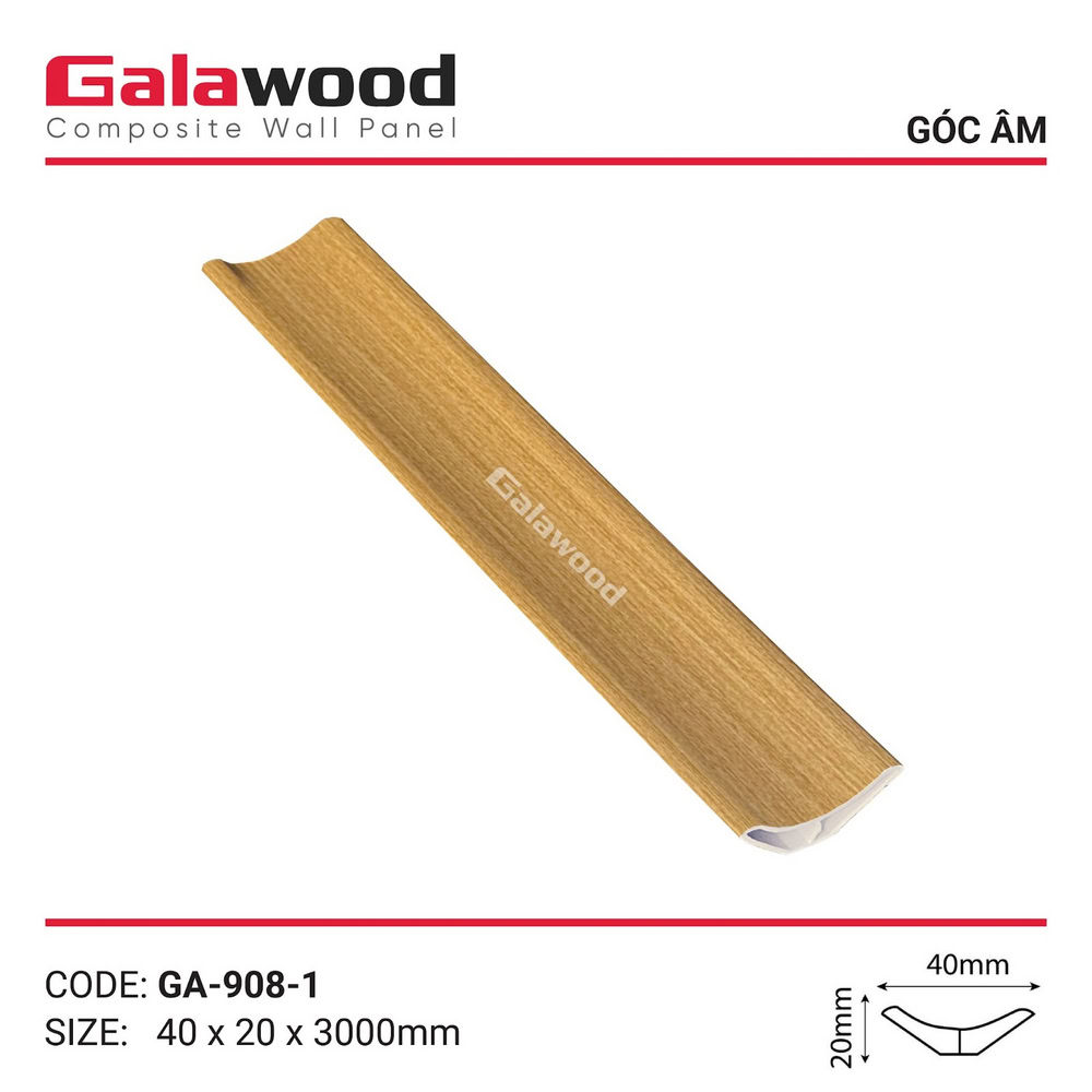 Thanh nẹp góc âm mã GA-908-1 vàng sồi đậm